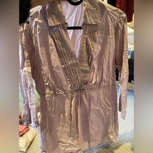 Lavender Pleated Long Sleeve Maternity Blouse